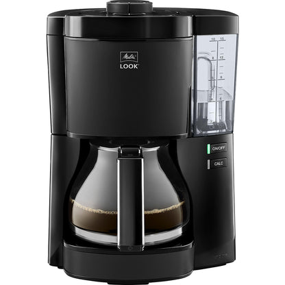 Melitta Look Filterkaffeemaschine mit Glaskanne - Schwarz. Schwarzes Gehäuse, Glaskanne. Brüht Filterkaffee.