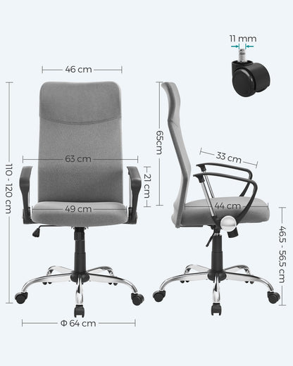SONGMICS OBN034G01 Ergonomischer Schreibtischstuhl - Grau