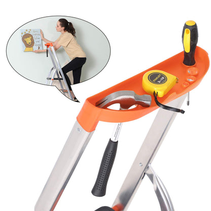 SONGMICS GLT04BK Aluleiter 4 Stufen - Handlauf Schwarz-Orange