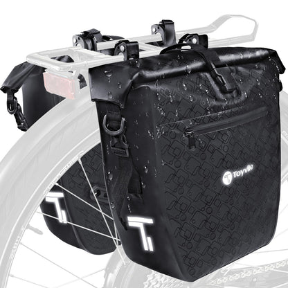 Toyvile Gepäckträgertaschen 2er Set, wasserdichte Fahrradtaschen 48 L mit Tragegriff und Schultergurt