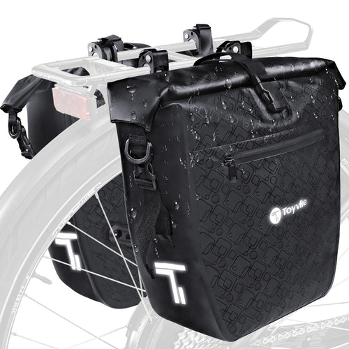 Toyvile Gepäckträgertaschen 2er Set, wasserdichte Fahrradtaschen 48 L mit Tragegriff und Schultergurt