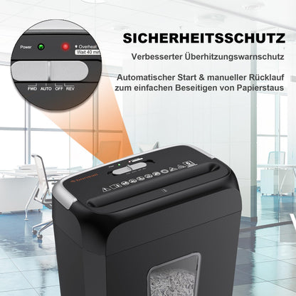 Bonsaii Aktenvernichter C237-B, 6 Blatt Partikelschnitt P-4, 13 L
