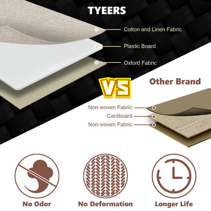 TYEERS Stoffbox mit Fächern – Beige 3er-Set 55x33x30 cm