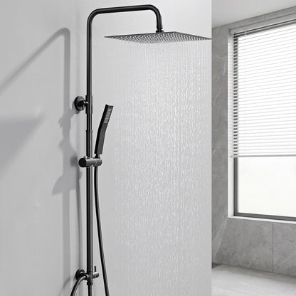 Auralum Regendusche Duschsystem ohne Armatur, Edelstahl Schwarz, eckiger Duschkopf 30 x 30 cm mit Handbrause
