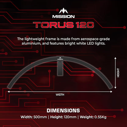 Mission Darts Torus 120 LED Dartscheiben-Beleuchtung USB-C schwarz