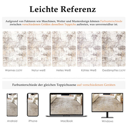 HUGEAR Teppich Wohnzimmer 240 x 300 cm, Beige Grau, waschbar, Kurzflor