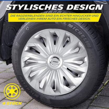 Michelin Radkappen MX-MS 15 Zoll Silber mit Chromring, 4er Set