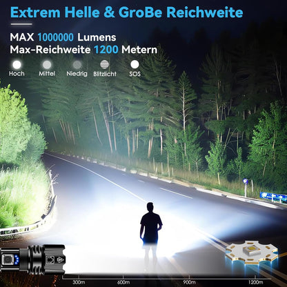 Glarylight LED Taschenlampe aufladbar, XHP70.2, 5 Modi, IPX7, 2 Stück