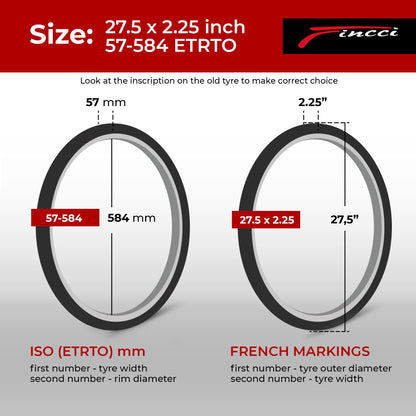 Fincci MTB Fahrradreifen 27,5 x 2,25 Zoll, 2er Pack, faltbar