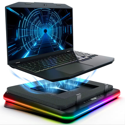 KLIM Turbofrost Gaming Laptop Kühlpad bis 17 Zoll - Schwarz. Flache, schwarze Platte. Kühlt Laptops bis 17 Zoll zur thermischen Optimierung.