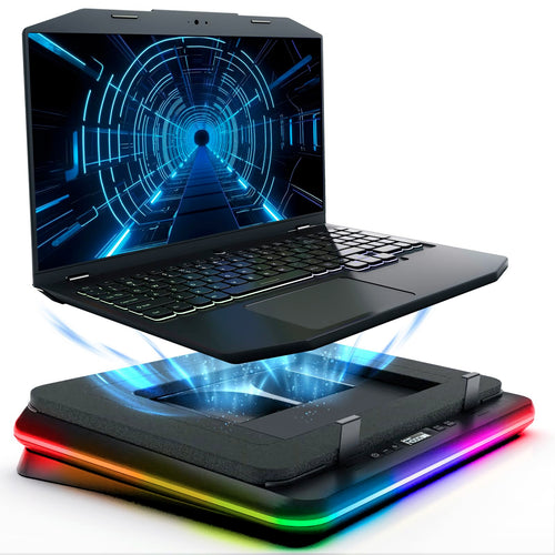 KLIM Turbofrost Gaming Laptop Kühlpad bis 17 Zoll - Schwarz. Flache, schwarze Platte. Kühlt Laptops bis 17 Zoll zur thermischen Optimierung.