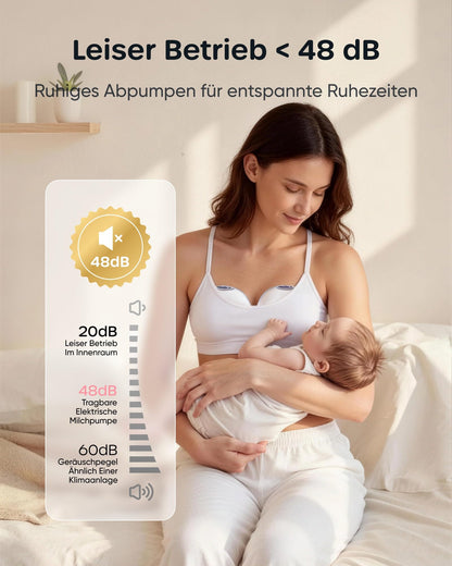 Nuliie S32 Elektrische Milchpumpe, freihändig, 4 Modi, 9 Stufen, Rosa