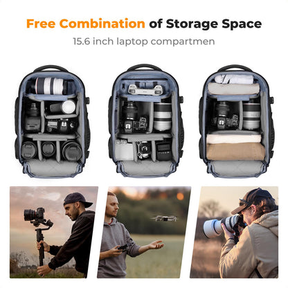 K&F CONCEPT Kamerarucksack wasserdicht mit Laptopfach, schwarz