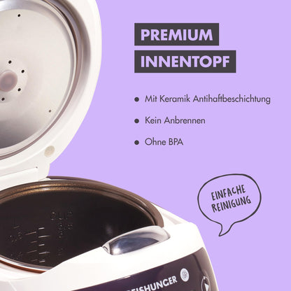 REISHUNGER Digitaler Reiskocher klein - bordeaux 0.6L