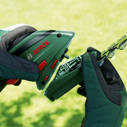 Bosch Isio Akku-Gras- und Strauchschere Set mit XL-Gartenhandschuhen