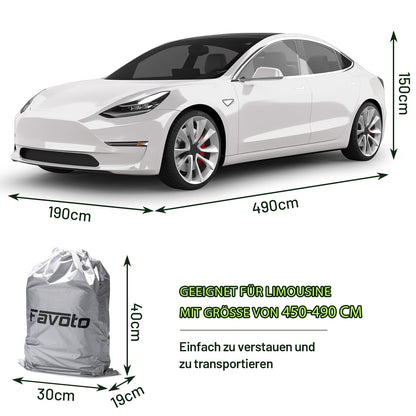 Favoto Autoabdeckung Vollgarage für Limousinen 450-495 cm, silber