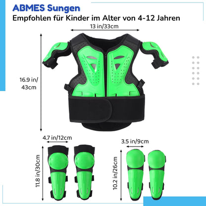 yeesport Protektoren-Set Kinder: Brustpanzer, Knie- & Ellbogenschutz