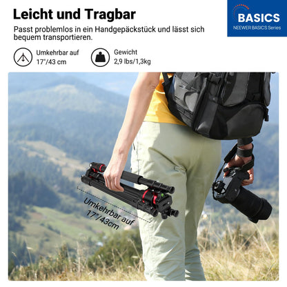 NEEWER Basics TP14B Reisestativ mit Kugelkopf, 182 cm, bis 6 kg