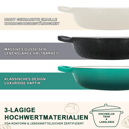 AHJ Schmortopf Gusseisen emailliert, Dutch Oven 5,7 L, grün