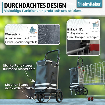 Heimfleiss Einkaufstrolley klappbar mit Kühlfach, 56 L, 50 kg