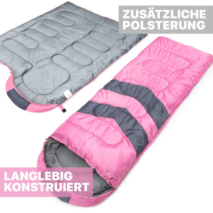 MalloMe Campingschlafsack für Erwachsene und Kinder, pink