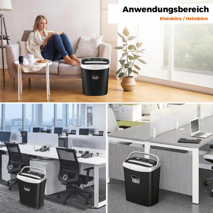VidaTeco Aktenvernichter Kreuzschnitt P-4, 10 Blatt, 15 L Behälter