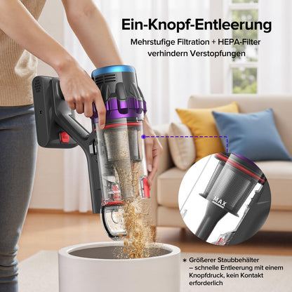 Lubluelu G10 Akku Staubsauger 550W Kabellos mit LED Display