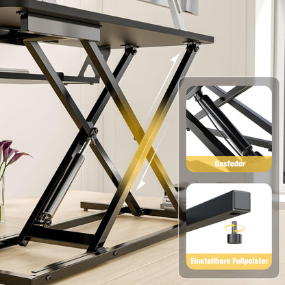 ERGOMAKER Stehpultaufsatz Sitz-Steh - 80x40 cm Schwarz