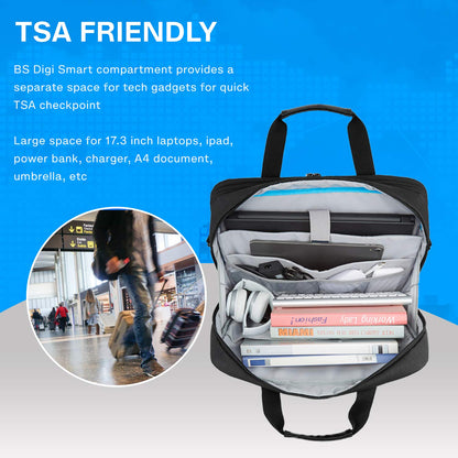 bagsmart Laptoptasche 17,3 Zoll, erweiterbare Aktentasche, schwarz