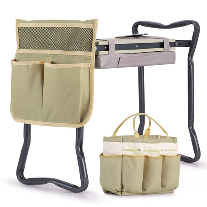 Ohuhu Kniebank 2-in-1 Gartenhocker klappbar mit Werkzeugtasche