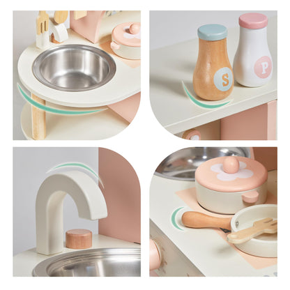 KidsJoy Holz Spielküche Set – Mit Kaffeemaschine & Zubehör