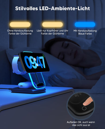 Mukiya T618-F 3-in-1 MagSafe-Ladestation für iPhone, Watch, AirPods
