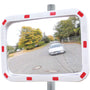 Profi Verkehrsspiegel rechteckig 60x40cm mit Reflektoren. Silberne Spiegelfläche, rote Reflektoren. Verbessert die Sicht an unübersichtlichen Stellen und Kreuzungen.