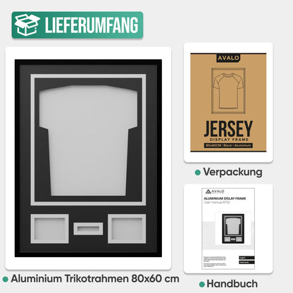 Avalo Objektrahmen Trikot Tief 60x80 cm – Schwarz Aluminium