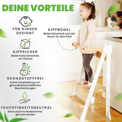 Practical Living Lernturm aus Bambus, klappbar und höhenverstellbar