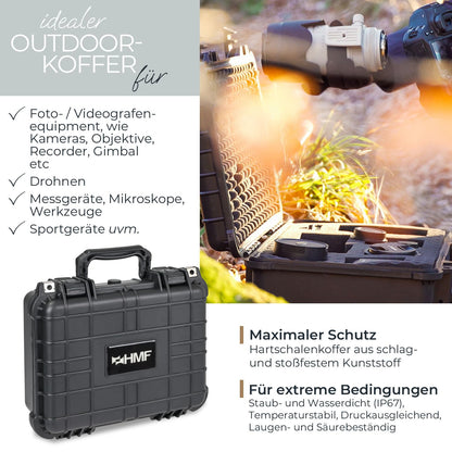 HMF ODK100 Outdoor-Fotokoffer, Transportkoffer mit Rasterschaumstoff