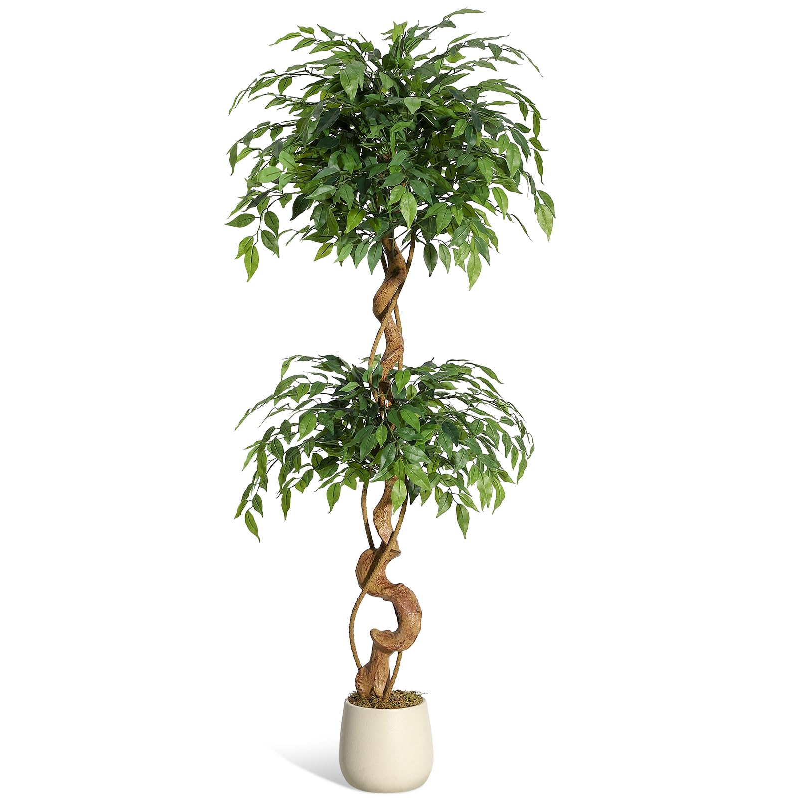 Litake Ficus Baum Kunstpflanze 150 cm – Mit weissem Topf. 150 cm Ficus-Baum in weissem Topf zur Innenraum-Dekoration.