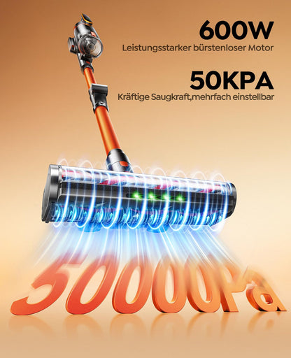 Fieety V9 Akku Staubsauger kabellos, 600 W, 50 kPa, mit Biegegelenk