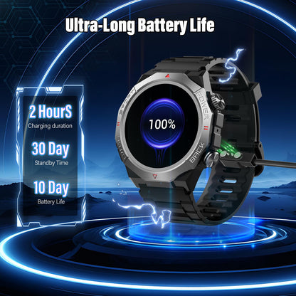 Atheewon S10 Militär-Smartwatch mit Telefonfunktion IP68 Schwarz