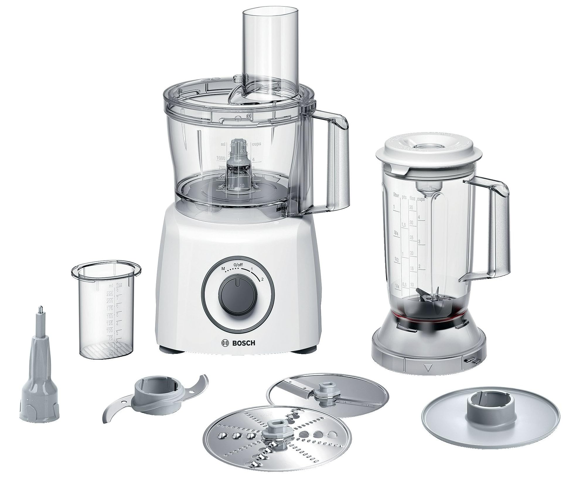 Bosch Multi Talent 3 Kompakt-Küchenmaschine - weiss, MCM3200W. Kompaktes weisses Gerät zum Zerkleinern, Reiben, Kneten und Mischen von Lebensmitteln.