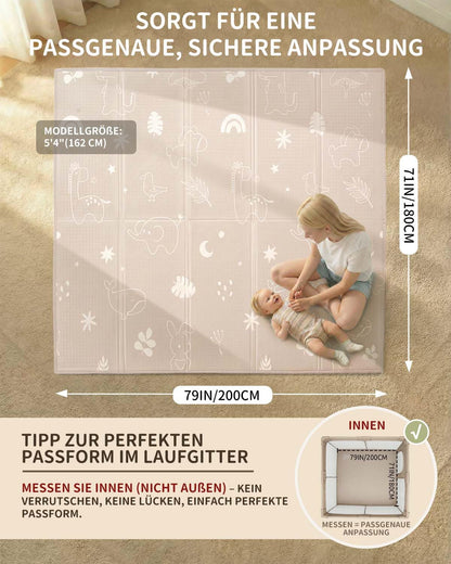 Joypony Krabbelmatte Baby, faltbare Spielmatte 180x200 cm, Wald