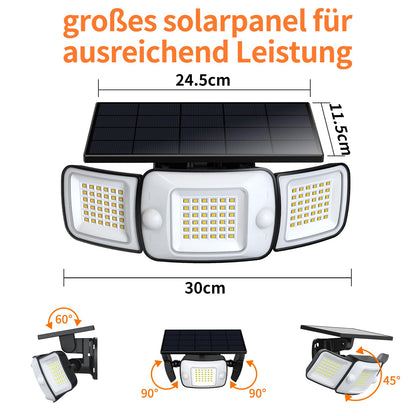 INTELAMP Solarleuchte für Aussen mit Bewegungsmelder, 1200 Lumen, IP65
