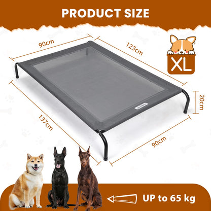 Nobleza Hundeliege Outdoor, erhöhtes Hundebett, Grau, XL, 137x90x20 cm