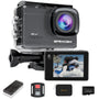 Apexcam M90 Action Cam 4K 60FPS 64MP wasserdicht mit 128GB Karte, Touchscreen, Schutzgehäuse