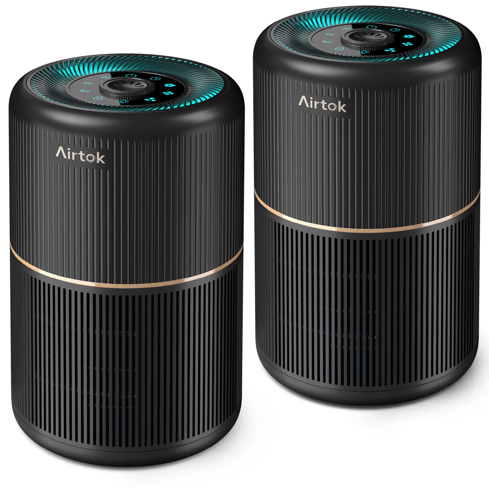 AIRTOK 2PC Luftreiniger HEPA Filter – Allergiker. Zwei weiße, rechteckige, gefaltete Filter zur Reinigung der Raumluft von Allergenen und Feinstaub.