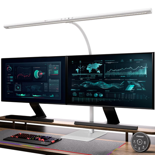 EYOCEAN LED Monitor Schreibtischlampe Gestensteuerung - Mattweiss. Schlanke, mattweiße Leiste für blendfreie Schreibtischbeleuchtung mit Gestensteuerung.