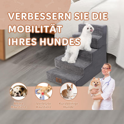 Sytopia Hundetreppe Bett 5 Stufen für grosse Hunde - 57cm Grau
