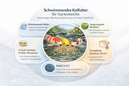 Koi Herdecke Fischfutter Mix 15 kg, schwimmende Pellets 6 mm