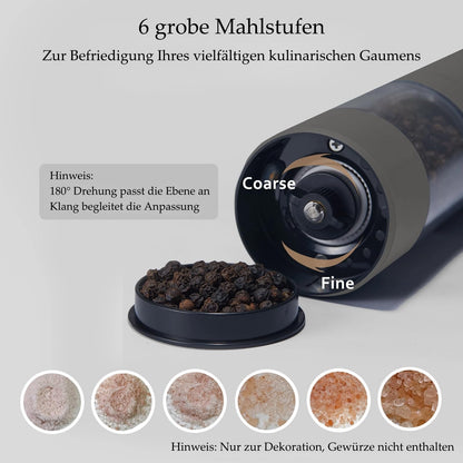 TLYSXPRO Salz- und Pfeffermühle elektrisch, 2er Set, USB, Greige