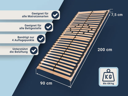 Betten-ABC Max 1 NV Lattenrost 28 Leisten, Selbstmontage – 90x200 cm